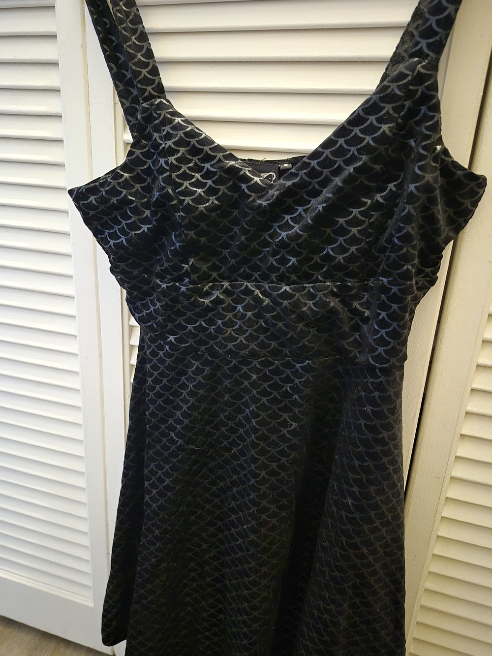 Killstar Black Velvet Mermaid-Scale Mini Dress